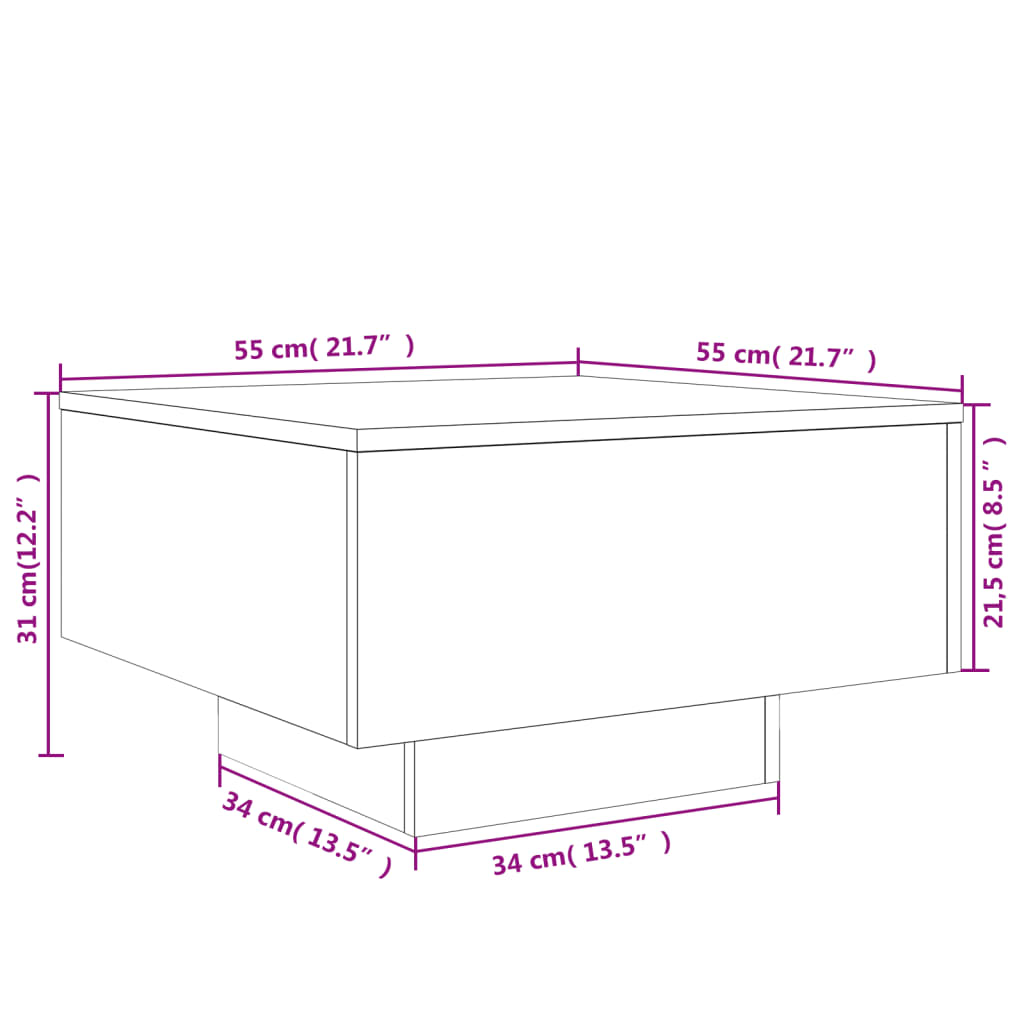 Soffbord sonoma ek 55x55x31 cm