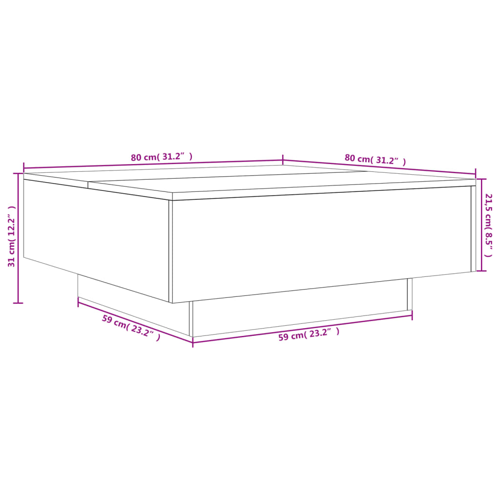 Soffbord svart 80x80x31 cm