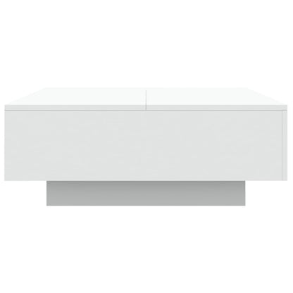 Valkoinen sohvapöytä LED-valolla 80x80x31 cm