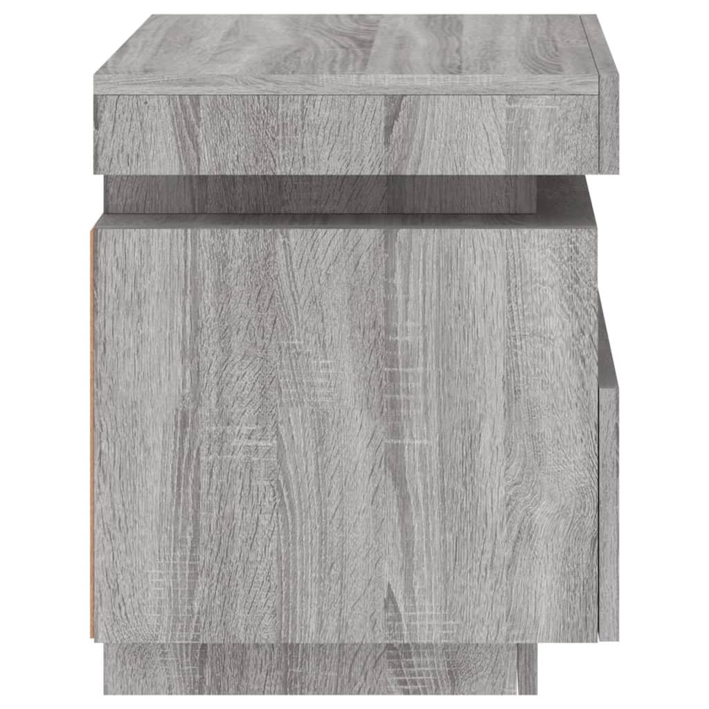 Yöpöytä Yöpöytä LED-valolla sonoma harmaa 40x39x48,5 cm