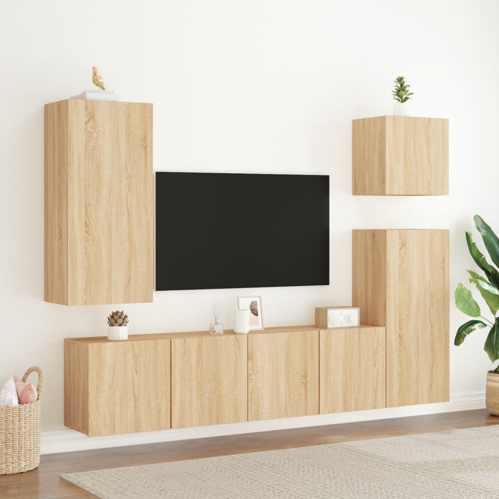 TV-möbel sonoma ek 40,5x30x90 cm Väggmonterad TV-bänk