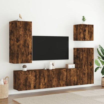 TV-möbel rökfärgad ek 40,5x30x90 cm Väggmonterad TV-bänk