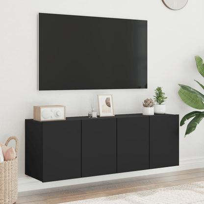 TV-möbel svart 60x30x41 cm Väggmonterad TV-bänk 2 st