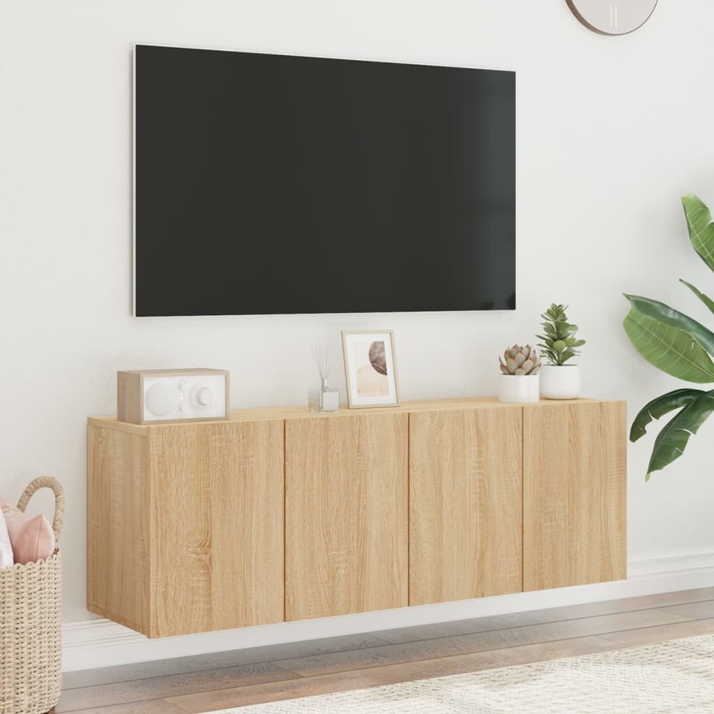 TV-möbel sonoma ek 60x30x41 cm Väggmonterad TV-bänk 2 st