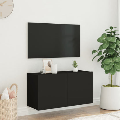 TV-möbel svart 80x30x41 cm Väggmonterad TV-bänk