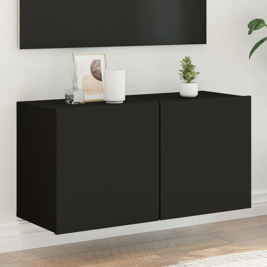 TV-möbel svart 80x30x41 cm Väggmonterad TV-bänk