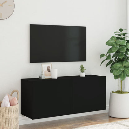 TV-möbel svart 100x30x41 cm Väggmonterad TV-bänk