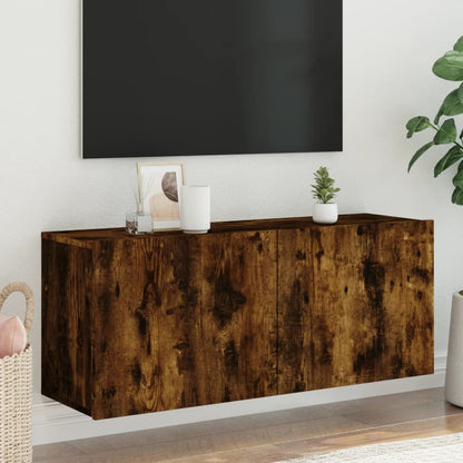 TV-möbel rökfärgad ek 100x30x41 cm Väggmonterad TV-bänk