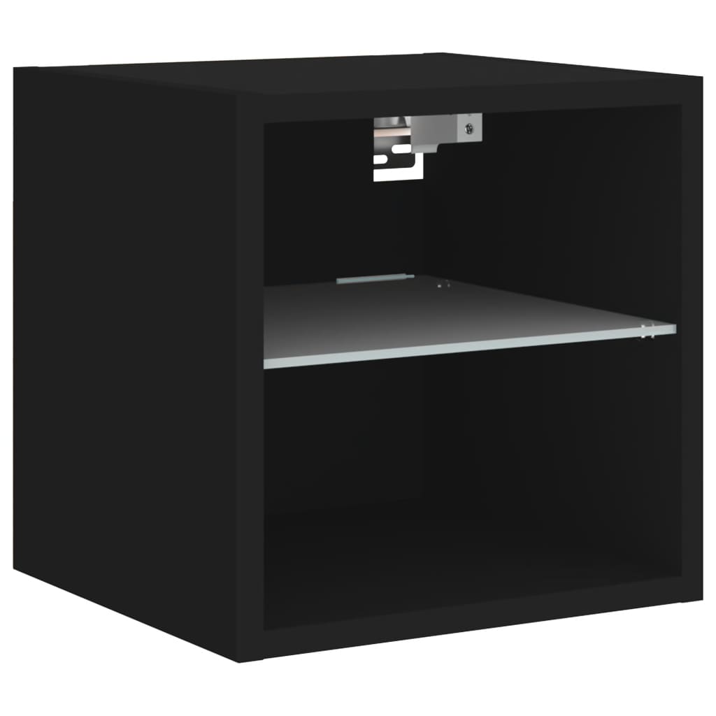 TV-möbel svart 30x28,5x30 cm Väggmonterad TV-bänk LED 2 st