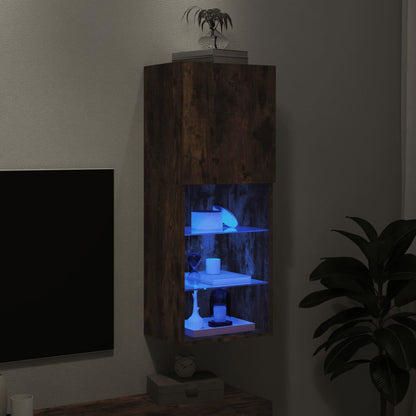 TV-möbel rökfärgad ek TV-bänk med LED-belysning 40,5x30x102 cm