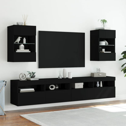 TV-möbel svart 40x30x60,5 cm Väggmonterad TV-bänk LED