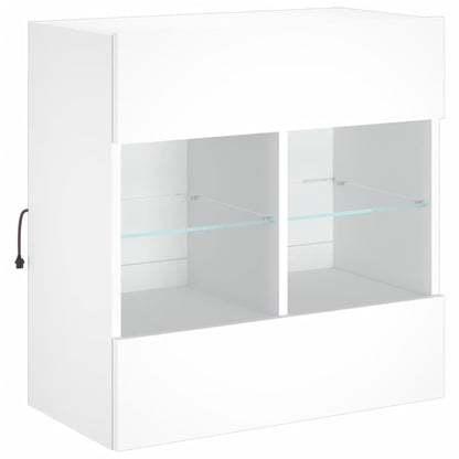 TV-möbel vit 58,5x30x60,5 cm Väggmonterad TV-bänk LED