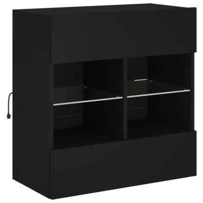 TV-möbel svart 58,5x30x60,5 cm Väggmonterad TV-bänk LED