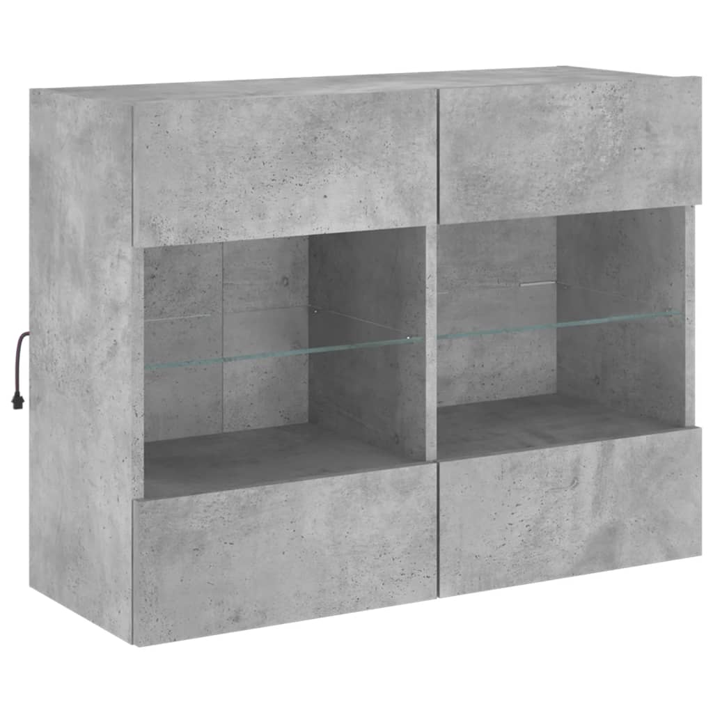 TV-möbel betonggrå 78,5x30x60,5 cm Väggmonterad TV-bänk LED