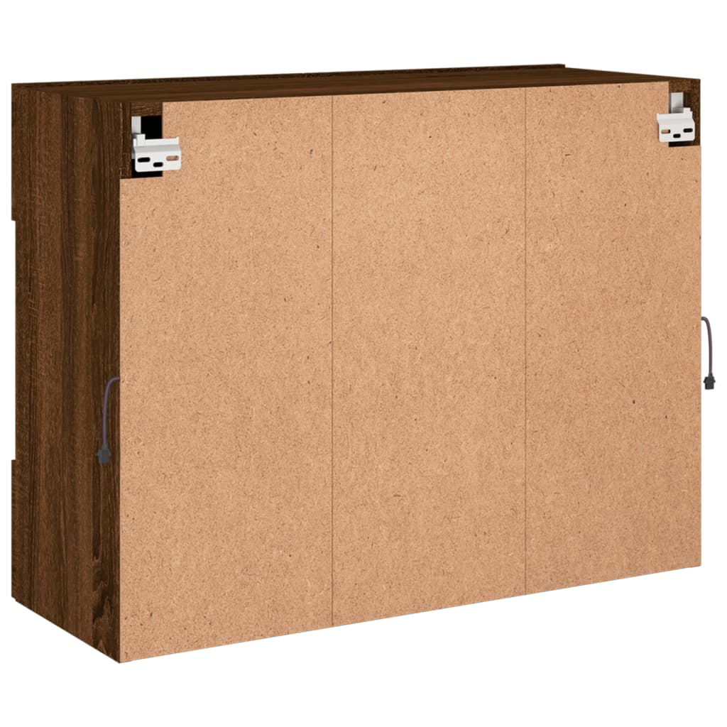 TV-möbel brun ek 78,5x30x60,5 cm Väggmonterad TV-bänk LED