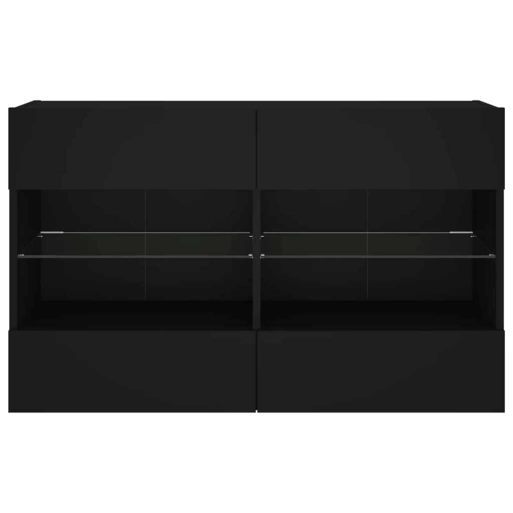 TV-möbel svart 98,5x30x60,5 cm Väggmonterad TV-bänk LED