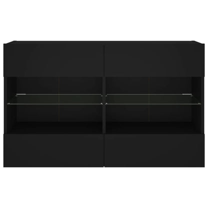 TV-möbel svart 98,5x30x60,5 cm Väggmonterad TV-bänk LED