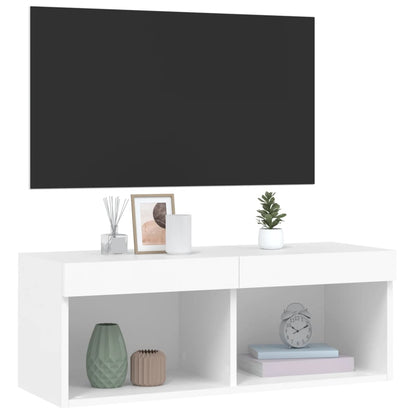 TV-möbel vit TV-bänk med LED-belysning 80x30x30 cm