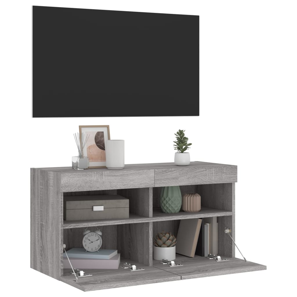 TV-möbel grå sonoma LED 80x30x40 cm TV-bänk TV-skåp