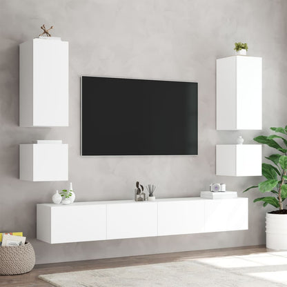 TV-möbel vit 40,5x35x40 cm Väggmonterad TV-bänk LED