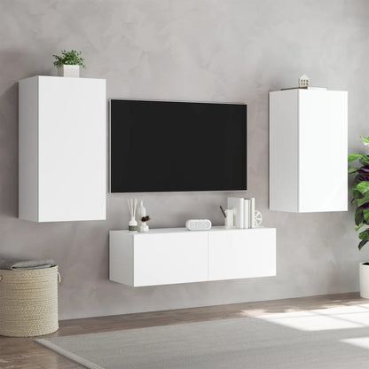 TV-möbel vit 40,5x35x80 cm Väggmonterad TV-bänk LED