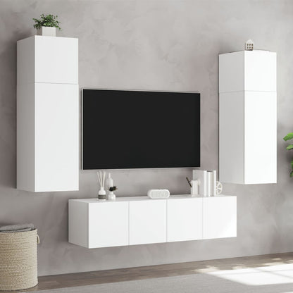 TV-möbel vit 60x35x31 cm Väggmonterad TV-bänk LED 2 st