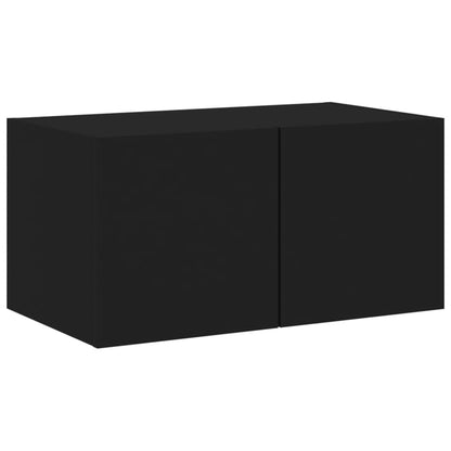 TV-möbel svart 60x35x31 cm Väggmonterad TV-bänk LED