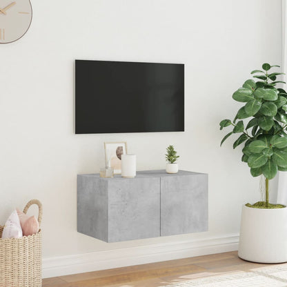 TV-möbel betonggrå 60x35x31 cm Väggmonterad TV-bänk LED