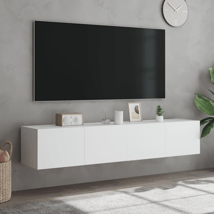 TV-möbel vit 80x35x31 cm Väggmonterad TV-bänk LED 2 st