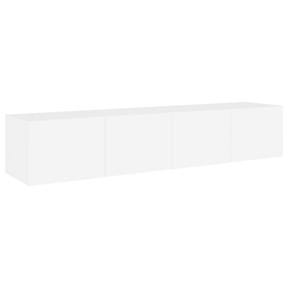 TV-möbel vit 80x35x31 cm Väggmonterad TV-bänk LED 2 st