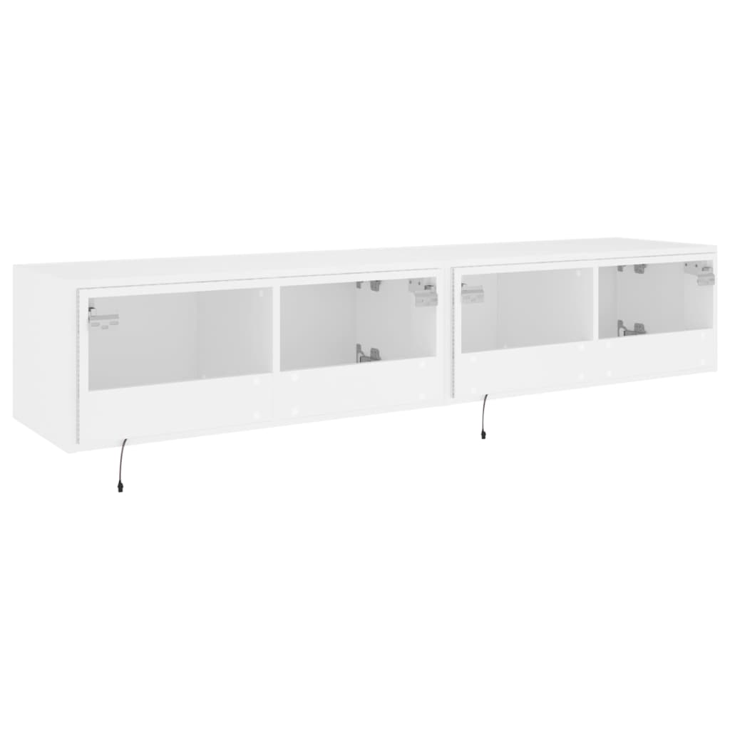 TV-möbel vit 80x35x31 cm Väggmonterad TV-bänk LED 2 st