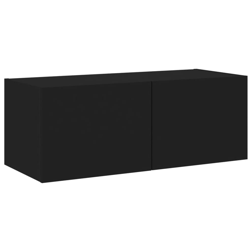 TV-möbel svart 80x35x31 cm Väggmonterad TV-bänk LED