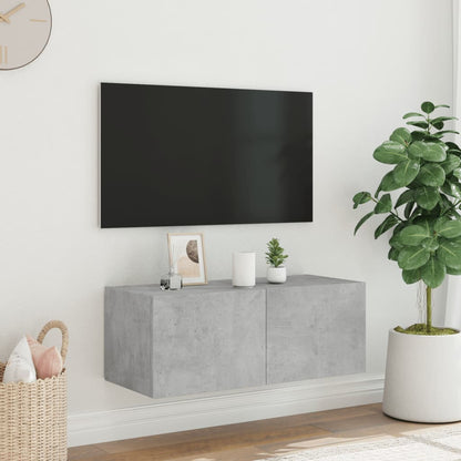 TV-möbel betonggrå 80x35x31 cm Väggmonterad TV-bänk LED