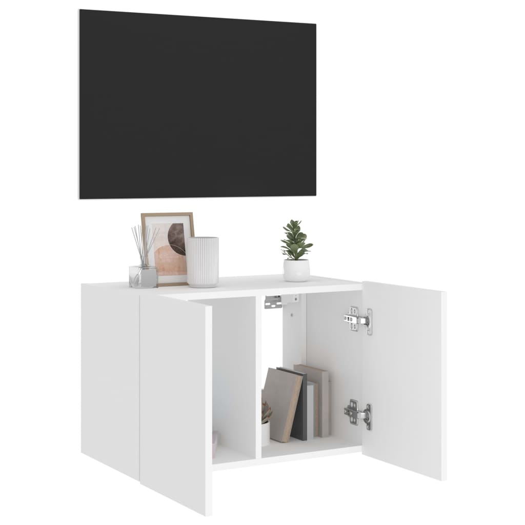 TV-möbel vit 60x35x41 cm Väggmonterad TV-bänk LED