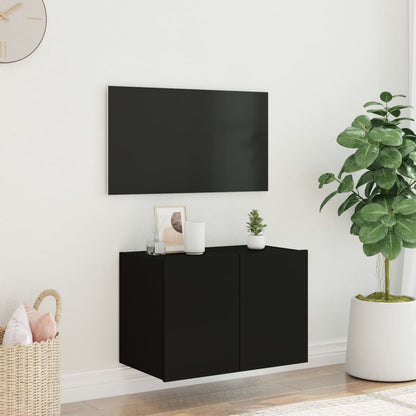 TV-möbel svart 60x35x41 cm Väggmonterad TV-bänk LED