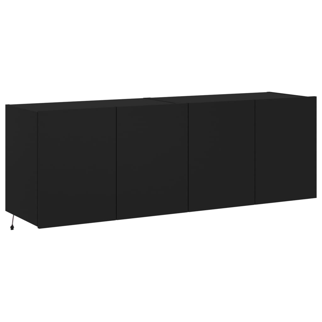 TV-möbel svart 60x35x41 cm Väggmonterad TV-bänk LED 2 st