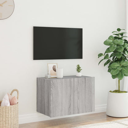 TV-möbel grå sonoma 60x35x41 cm Väggmonterad TV-bänk LED