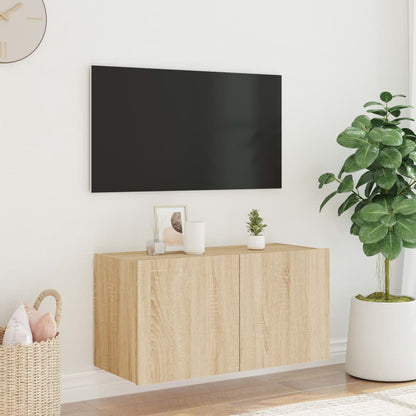 TV-möbel sonoma ek 80x35x41 cm Väggmonterad TV-bänk LED