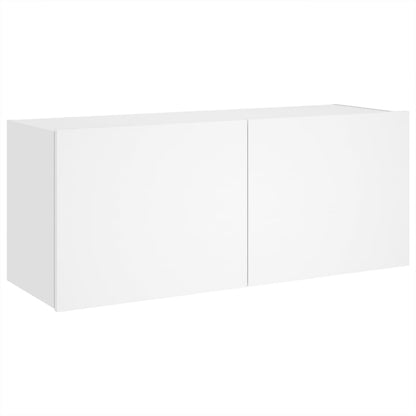 TV-möbel vit 100x35x41 cm Väggmonterad TV-bänk LED