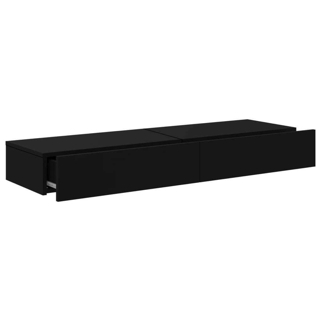 TV-möbel svart TV-bänkar med LED-belysning 2 st 60x35x15,5 cm