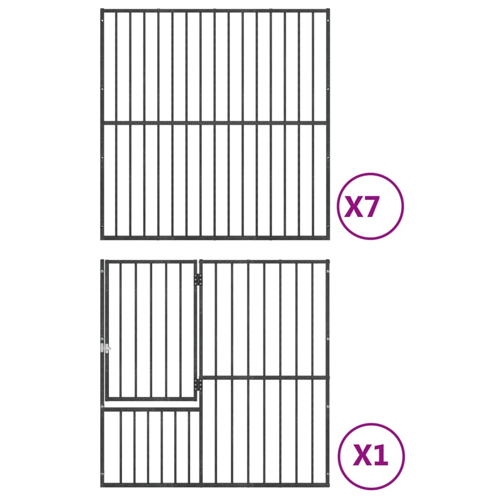 Koiratalo Koiran karsina 8 paneelia mustaa galvanoitua terästä