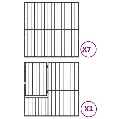 Koiratalo Koiran karsina 8 paneelia mustaa galvanoitua terästä