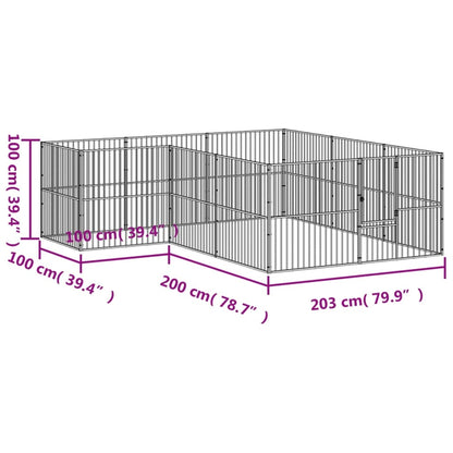 Doghouse Dogpen 12 paneelia mustaa galvanoitua terästä