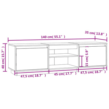 TV-möbel svart massiv trä furu TV-bänk 140x35x40 cm