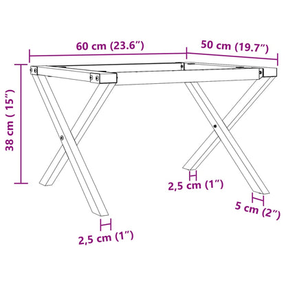 Pöytäjalat sohvapöydälle X-runko 60x50x38 cm valurautaa