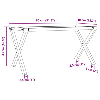 Pöytäjalat sohvapöydälle X-runko 80x40x43 cm valurauta