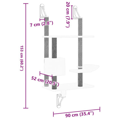 Kattmöbel gräddvit Väggmonterad klösträd med klöspelare 153 cm