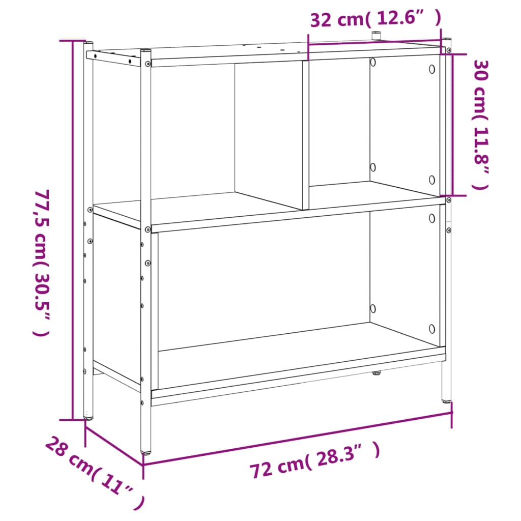 Sonoma tammi kirjahylly 72x28x77,5 cm