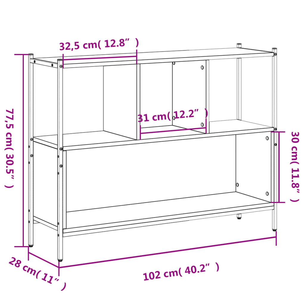 Kirjahylly tammi savunvärinen 102x28x77,5 cm