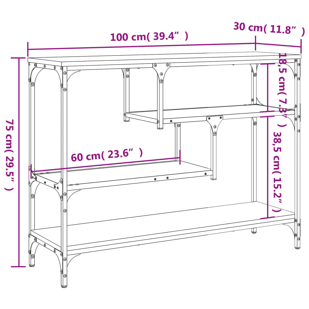 Avlastningsbord konsolbord svart 100x30x75 cm